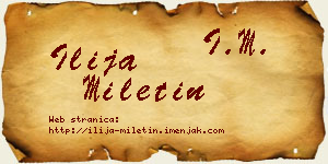 Ilija Miletin vizit kartica